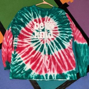 Woman’s Christmas tie dye long sleeve shirt (be kind)